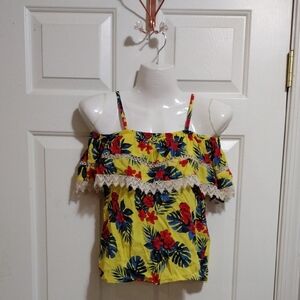 No Boundaries Yellow Floral Off-Shoulder Top Size XS